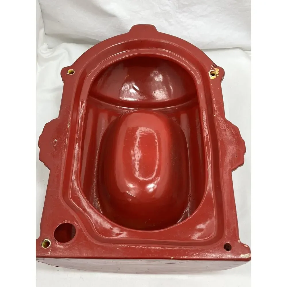 Vintage Red Fire Hydrant Dog Feeder Bowl Glazed Ceramic RARE 12” 🚒 Mid-century